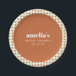 Modernes Brautparty Terracotta Dots Pappteller<br><div class="desc">Vintage Terracotta- und White Geometric Dot Brautparty Teller für kundenspezifische Papiere</div>