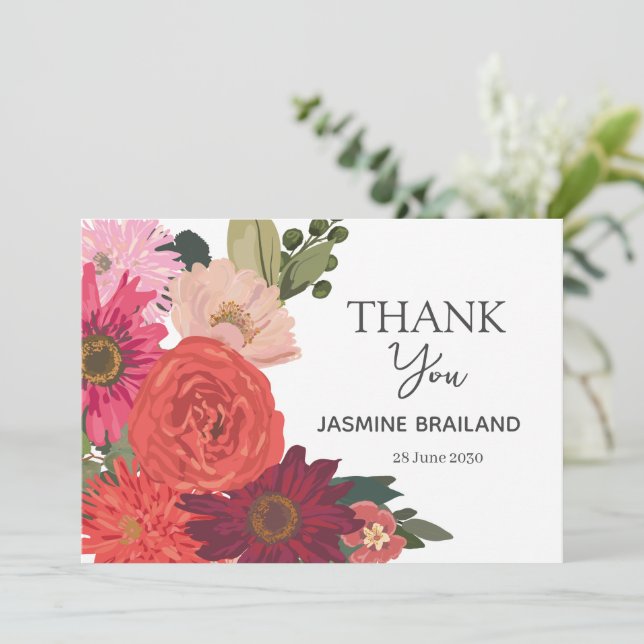 Modernes Brautparty von Blumenblättern Dankeskarte (Stehend Vorderseite)