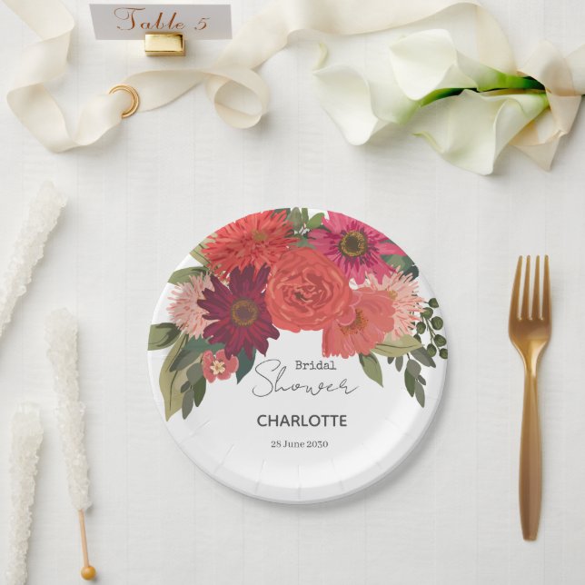 Modernes Brautparty von Blumenblättern Pappteller (Hochzeit)