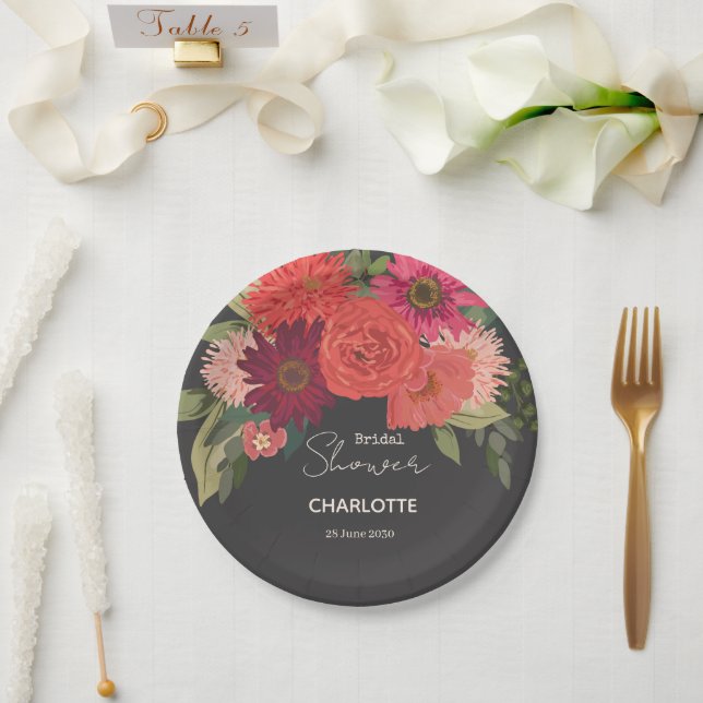 Modernes Brautparty von Blumenblättern Pappteller (Hochzeit)