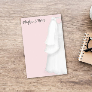 Modernes Brautplaner Rosa Vintage Hochzeitskleid Post-it Klebezettel
