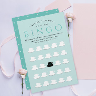 Modernes Bridal Mint Tee Party Bingo Teacup Muster