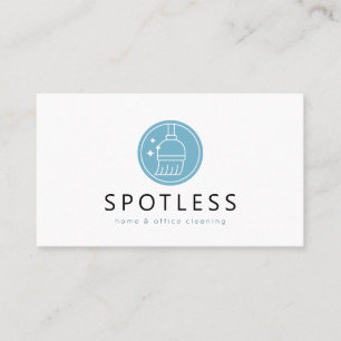 Modernes Broom Logo Light Blue Reinigungsservice H Visitenkarte