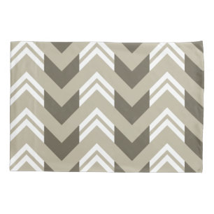 Modernes Brown, Beige, weißes Zickzack Muster Kissenbezug