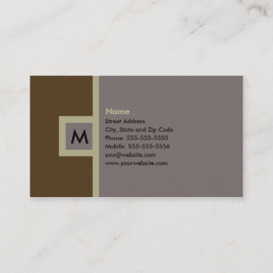 Modernes Brown u. graue Monogramm-Visitenkarte Visitenkarte