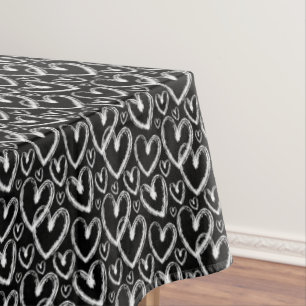 Modernes Brush Herz White Black Pattern Tischdecke