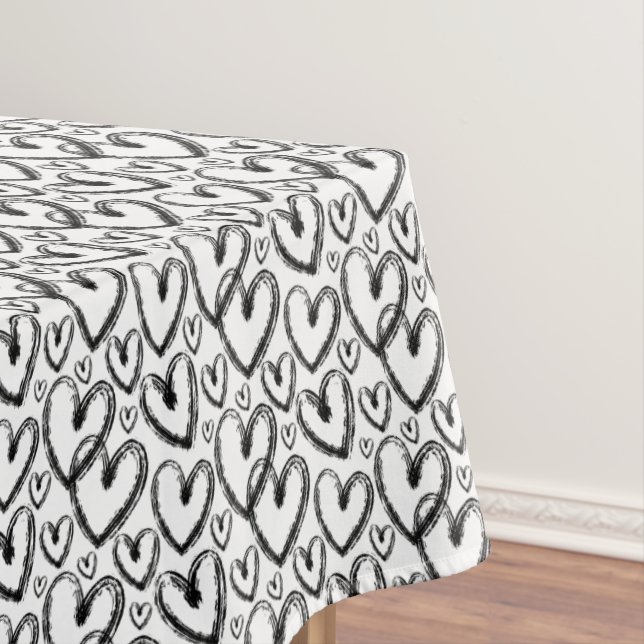 Modernes Brush Schwarz-weißes Muster Tischdecke (Beispiel)