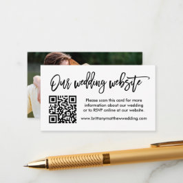 Modernes Brush Script Wedding Website QR Foto Begleitkarte