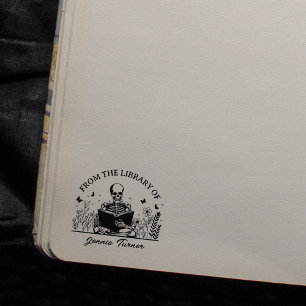Modernes Buchzeichen mit Blumenschädel aus der Bib Gummistempel