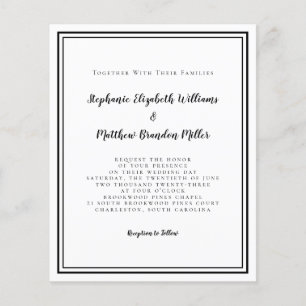 Modernes Budget Black & White Wedding Einladung