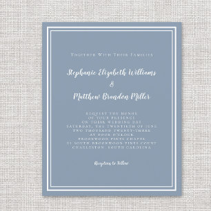 Modernes Budget Einfache Hochzeit Dusty Blue Einla