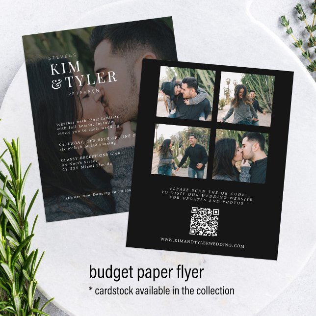 Modernes Budget Foto QR Code Hochzeitseinladung Flyer (Von Creator hochgeladen)
