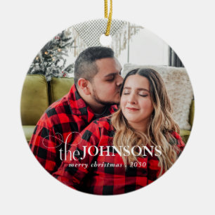 Modernes Budget Kariert 1 Foto Weihnachten Keramik Ornament