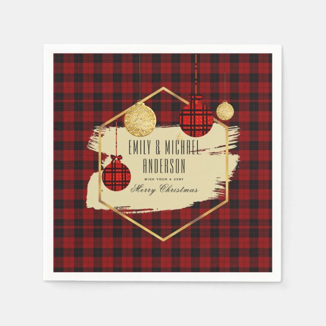 Modernes Buffalo Kariert Gold JEDES EREIGNIS Xmas  Serviette (Vorderseite)