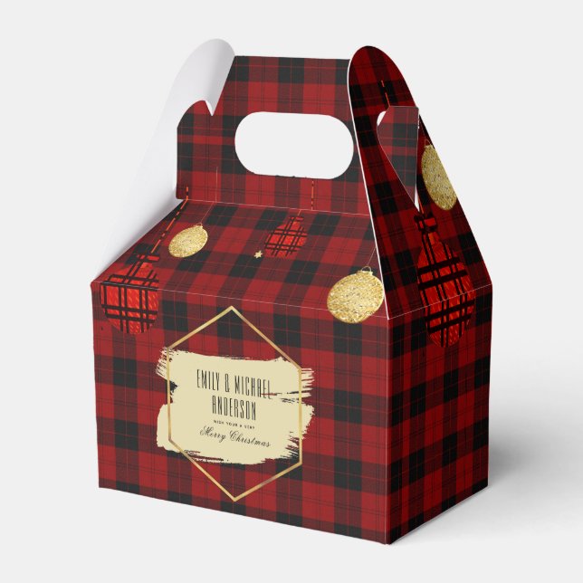 Modernes Buffalo Kariert Gold Weihnachten Personal Geschenkschachtel (Vorderseite)