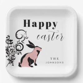 Modernes Bunny Happy Osterfest Personalisiert Pappteller