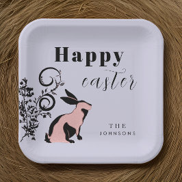 Modernes Bunny Happy Osterfest Personalisiert Pappteller