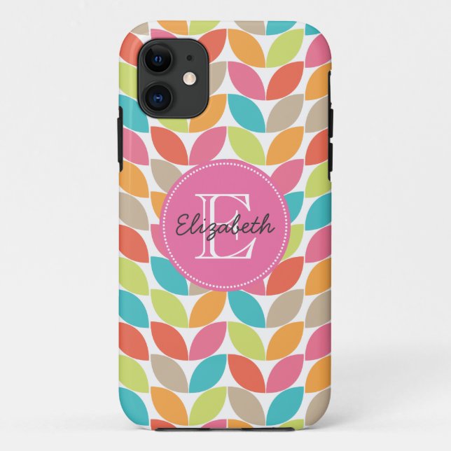 Modernes buntes Muster mit Monogramm Case-Mate iPhone Hülle (Rückseite)