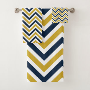 Modernes buntes Senf-Gelb und Blau des Muster-  Badhandtuch Set