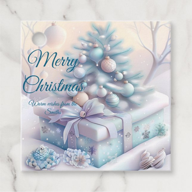 Modernes, buntes Weihnachtsthema Geschenkanhänger (Vorderseite)