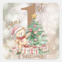 Modernes, buntes Weihnachtsthema Quadratischer Aufkleber