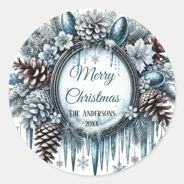 Modernes, buntes Weihnachtsthema Runder Aufkleber (Vorderseite)