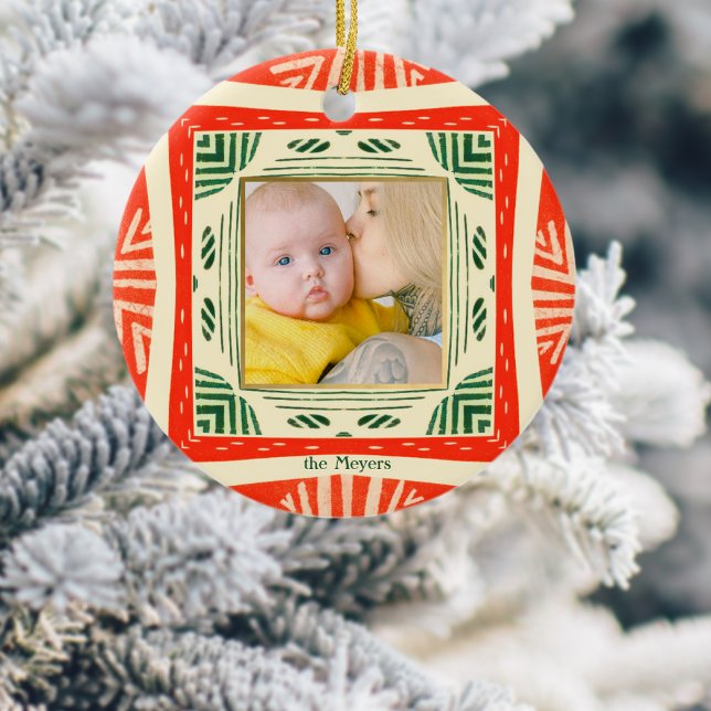 Modernes, buntes zweiseitiges Foto Keramik Ornament (Von Creator hochgeladen)