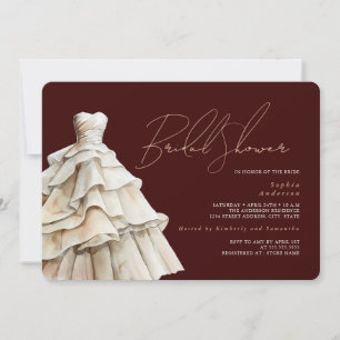 Modernes Burgund Beige Hochzeitskleid Brautparty Einladung