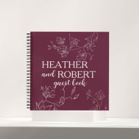 Modernes Burgund Personalisiert Floral Boho Weddin