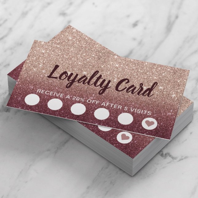 Modernes Burgund Rose Gold Imitate Glitzer Loyalit Treuekarte (Von Creator hochgeladen)