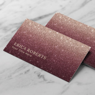 Modernes Burgund Rose Gold Ombre Glitzer Minimalis Visitenkarte