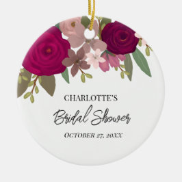 Modernes Burgundy Garden Blume Brautparty Keramik Ornament