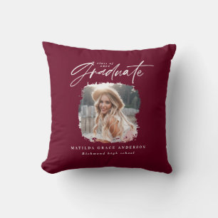 Modernes burgundy-Script-Foto mit elegantem Abschl Kissen