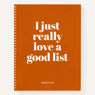 Modernes Burnt Orange Checklist Journal-Notebook Notizbuch