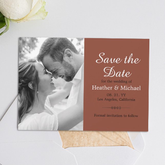 Modernes Burnt Orange Save the Date QR Code Weddin Einladung (Simplify your RSVP with our QR code save-the-date, adding an unforgettable touch to your special day)