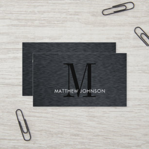 Modernes Büro für elegantes Monogram Black Brushed Visitenkarte