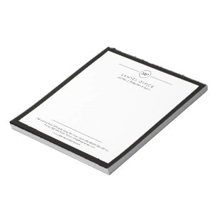 Modernes Büro Schwarz-Weiß-Monogramm Anwalt Notizblock