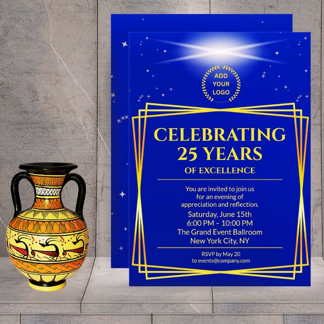 Modernes Business Anniversary Navy Blue Design Einladung (Von Creator hochgeladen)