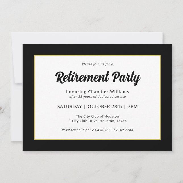 Modernes Business Black Frame Retirement Party Einladung (Vorderseite)