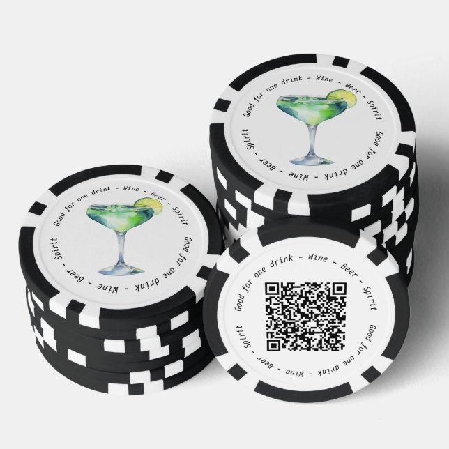 Modernes Business Event QR Daiquiri Drink Gutschei Pokerchips (Stapel)