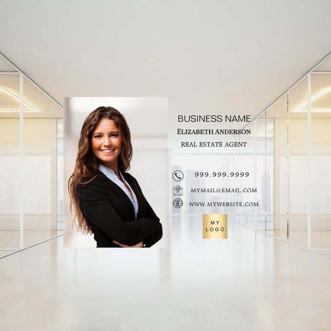 Modernes Business-Foto Kontaktinformationen-Logo Fensteraufkleber (Von Creator hochgeladen)