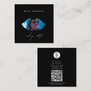 Modernes Business-Logo-Foto-Make-up-Artist-Lippen Quadratische Visitenkarte