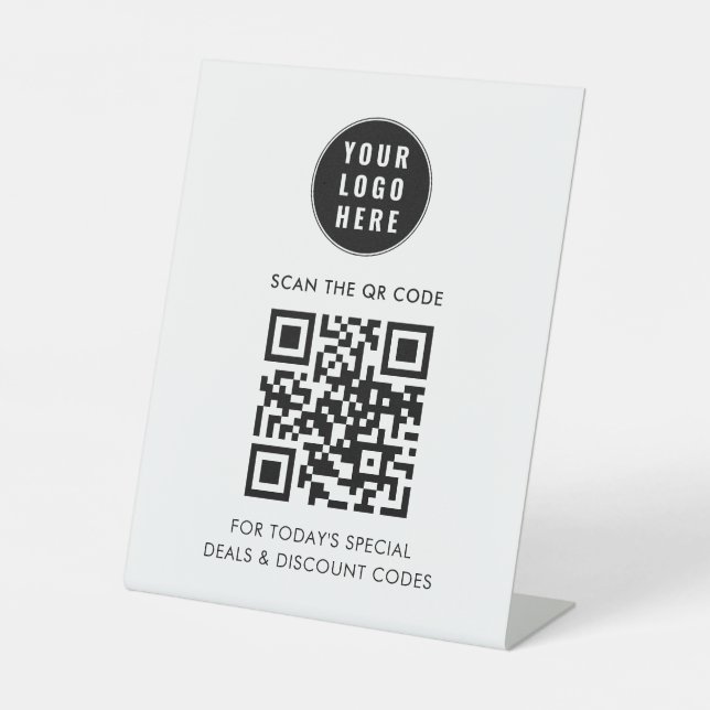 Modernes Business-Logo und QR-Code Sockelschild (Vorderseite)