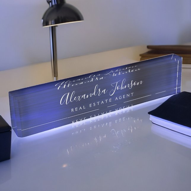 Modernes Business Navy Blue Elegante Beruflich Namensplakette (Von Creator hochgeladen)