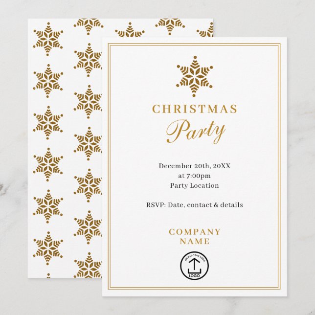 Modernes Business Weihnachten Party Gold Einladung (Vorne/Hinten)