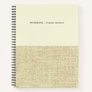 Modernes Buttergelb und Leinen Muster Notizbuch