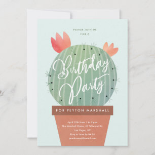 Modernes Cactus Kindergeburtstag Party Einladung