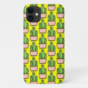 Modernes Cactus Pink Pot Pattern auf Gelb Case-Mate iPhone Hülle