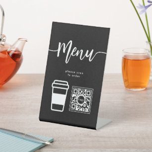 Modernes Café kontaktloses Menü Skript QR Code Sch Sockelschild