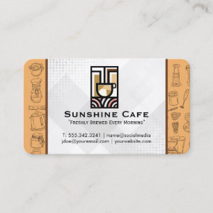 Modernes Cafe-Logo   Kaffee-Accessoires-Muster Visitenkarte